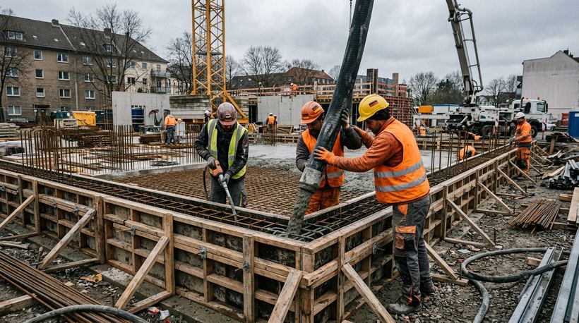 Betonage einer Wand in Ortbeton