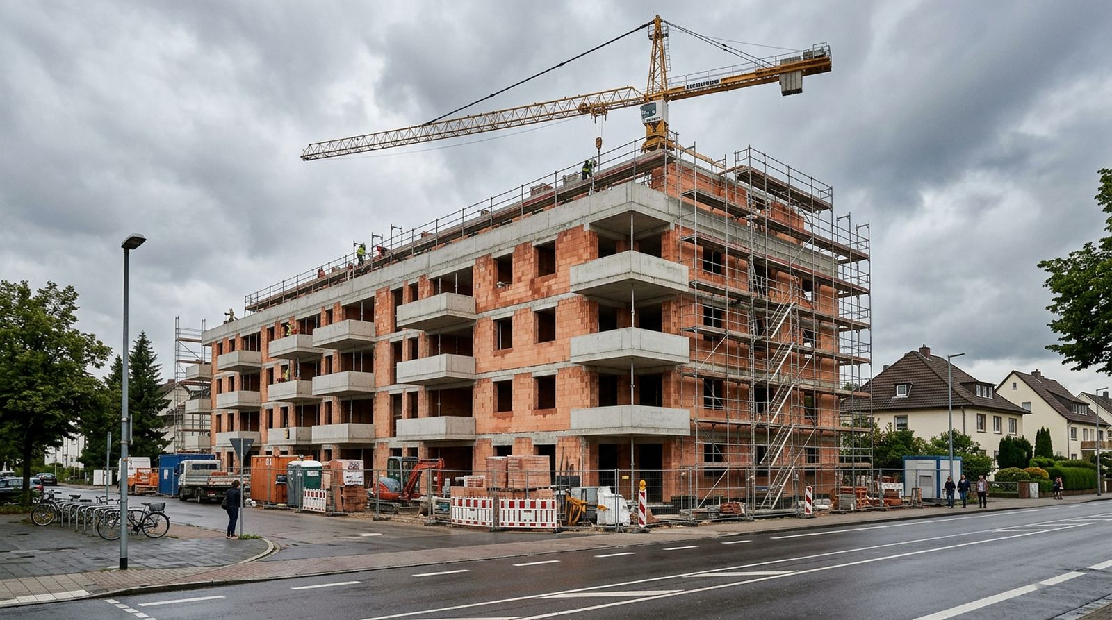Rohbau eines Mehrfamilienhauses