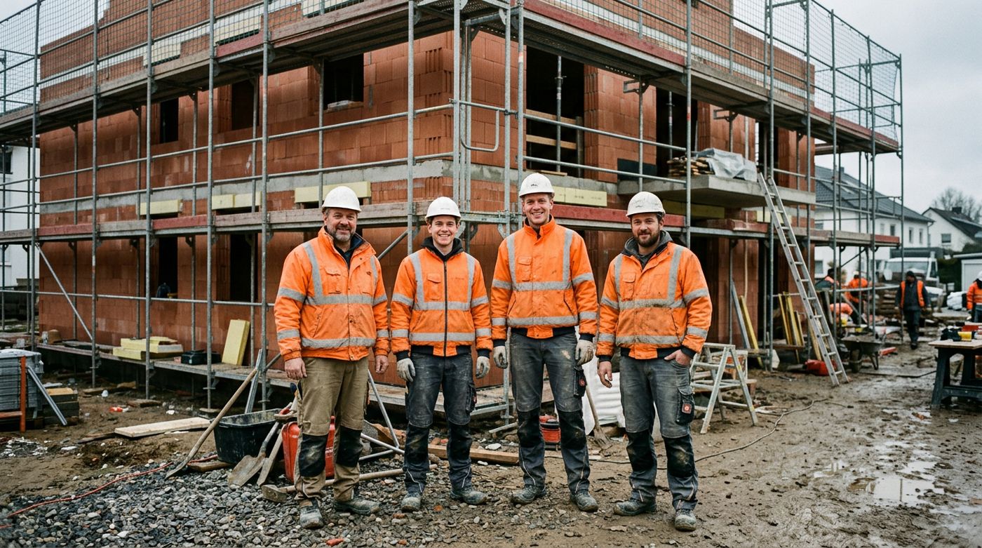 Team auf der Rohbaustelle
